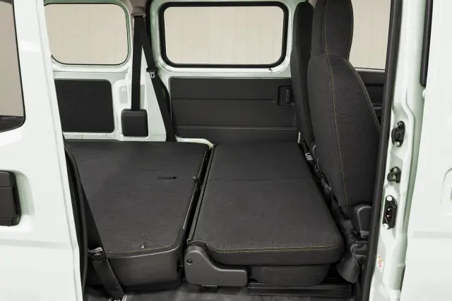 The rear bench folded flat